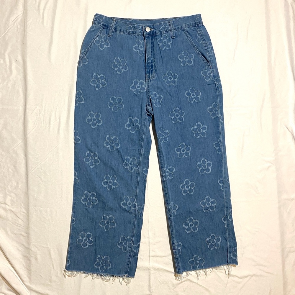 Cider Blue Floral Pattern Denim Jeans